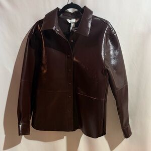 NWT H&M EDITION BURGUNDY BUTTON DOWN FAUX LEATHER